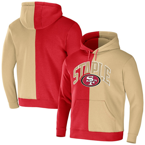 Men's San Francisco 49ers Red Gold Split Logo Pullover Hoodie